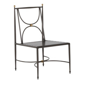 SLATE OUTDOOR ALUMINUM SIDE CHAIR WITH BRASS DETAIL