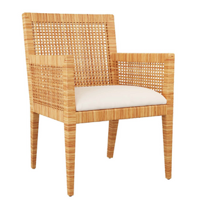 WRAPPED RATTAN ARM CHAIR WITH CANING DETAIL