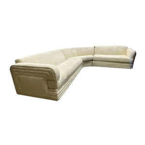 VINTAGE CREAM UPHOLSTERED SECTIONAL WITH WATERFALL ARMS