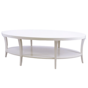 CENTURY FURNITURE CREAM LACQUER OVAL COFFEE TABLE