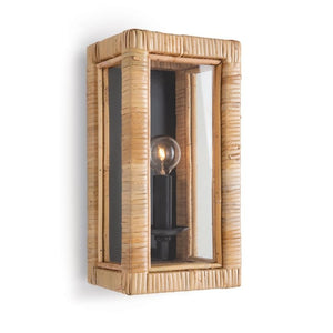 RECTANGULAR RATTAN WRAPPED WALL LANTERN