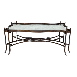 VINTAGE FAUX TWIG COFFEE TABLE WITH GLASS TOP