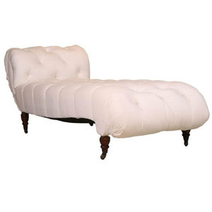 TUFTED WHITE EMPIRE STYLE RECAMIER WITH MAHOGANY LEGS