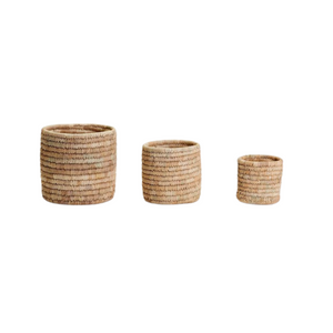 SET OF 3 HAND WOVEN DATE LEAF BASKET