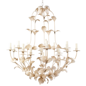 LARGE IVORY FOLIATE PAINTED CHANDELIER