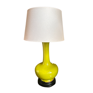 LIME GREEN PORCELAIN LAMP WITH SHADE