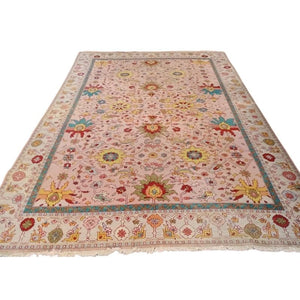 VINTAGE TURKISH RUG IN PINKS, YELLOW AND CREAM