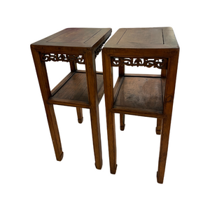 PAIR OF NARROW WOOD SIDE TABLES