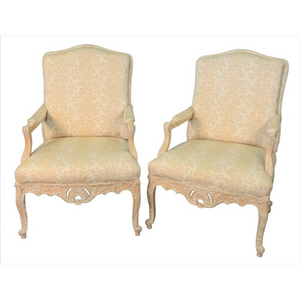 PAIR OF MICHAEL TAYLOR DESIGNS LOUIS XV STYLE ARMCHAIRS WITH CUSTOM UPHOLSTERY