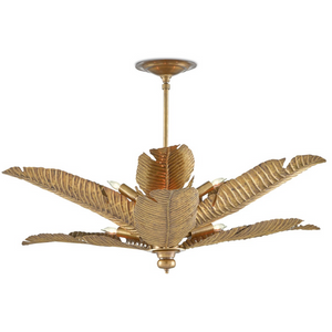 BRASS TROPICAL BANANA LEAF SEMI FLUSH