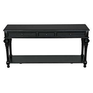 BLACK EBONIZED WOOD CONSOLE TABLE WITH DRAWERS