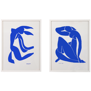 PAIR OF VINTAGE HENRI MATISSE BLUE SILHOUETTE PRINTS