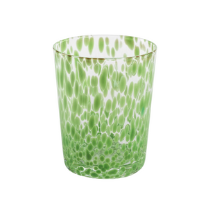 SET OF 4 GREEN SPECKLED GLASS TUMBLERS