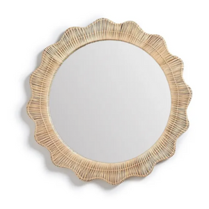 CIRCLE WICKER WEAVE WALL MIRROR