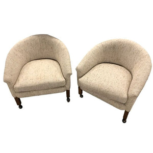 PAIR OF MID CENTURY MODERN STYLE BARREL BACK SWIVEL CHAIRS