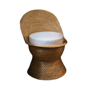 NATURAL WOVEN VANITY STOOL WITH CUSHION