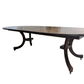 HOLLY HUNT MAHOGANY VINTAGE ROUND DINING TABLE WITH LEAVES