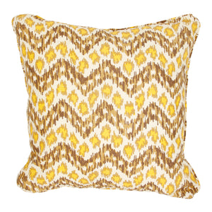 CHINA SEAS YELLOW AND CHOCOLATE IKAT PILLOW