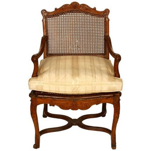 REGENCE STYLE CANED FAUTEUIL WITH CUSHION