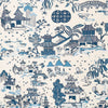 NANKING WALLPAPER SAMPLE - BLUES ON IVORY
