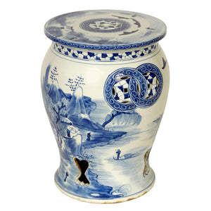 ROUND CHINESE EXPORT BLUE AND WHITE GARDEN STOOL