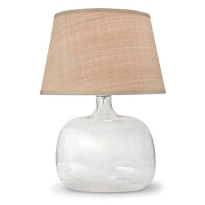 SEEDED OVAL GLASS TABLE LAMP AND SHADE