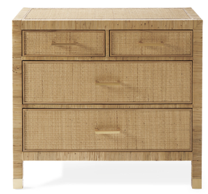 LARGE NATURAL RATTAN NIGHTSTAND WITH DRAWER