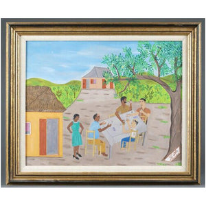 SIGNED OBIN HAITIAN OIL ON BOARD "DICING"