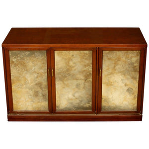 SMOKED GLASS THREE-DOOR CREDENZA