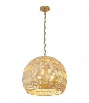 SPHERICAL NATURAL WOVEN BASKET CHANDELIER