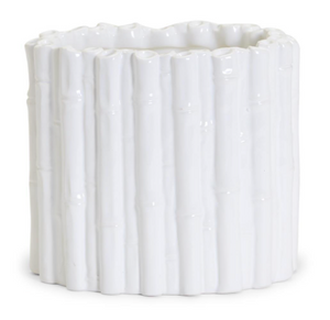 WHITE FAUX BAMBOO CACHEPOT