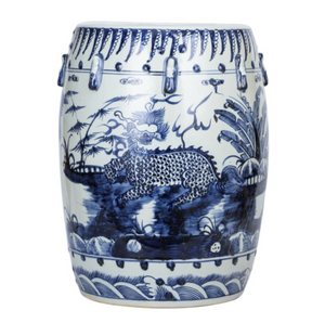 BLUE AND WHITE KYLIN GARDEN STOOL