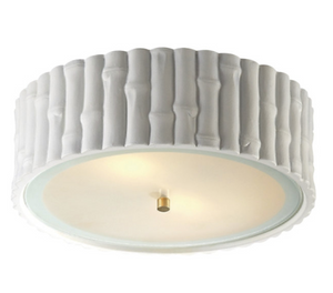 LARGE WHITE BAMBOO INSPIRED FLUSH MOUNT