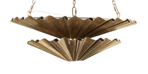 DOUBLE TIERED RUFFLED ANTIQUED BRASS CHANDELIER