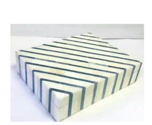 SMALL BONE INLAY BOX BLUE/CREAM