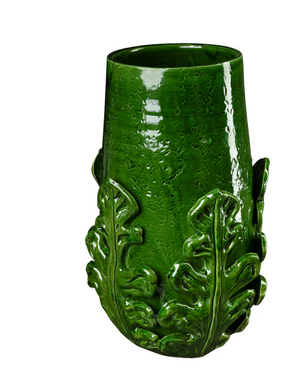 WHITE TALL ACANTHUS LEAF VASE