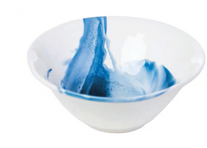 CERAMIC LARGE SLASH BOWL, BLUE AND WHITE