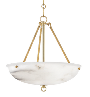 ALABASTER SEMI FLUSH MOUNT AGED BRASS