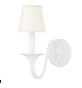 WHITE PLASTER CURVED SCONCE