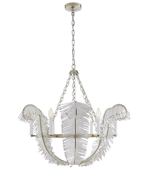 LARGE CRYSTAL SEMI FLUSH WITH SILVER LEAF.