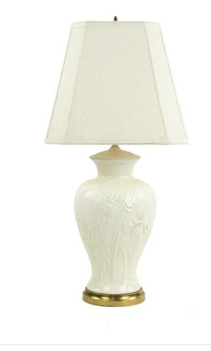 PAUL HANSON VINTAGE WHITE EMBOSSED LAMP