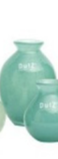 TURQUOISE TINTED GLASS VASES.