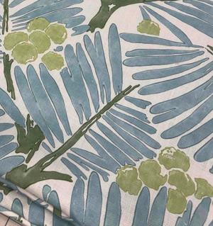 BLUE AND GREEN PALM PRINT THROW PILLOW