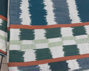 ORANGE, GREEN AND TURQUIOSE STRIPED THROW PILLOW