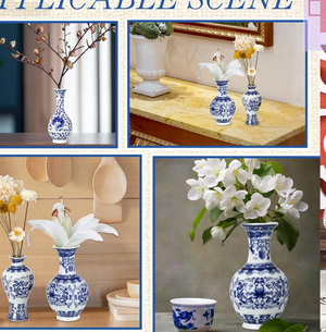 SET OF 12 PORCELAIN BLUE AND WHITE VASES