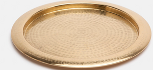 SHINY BRASS, ROUND TRAY, HAMMERED BRASS.
