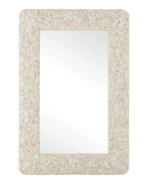 CREAM RECTANGULAR SHELL MIRROR.