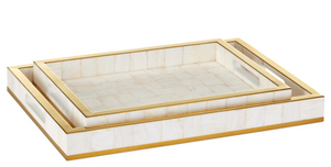 SET OF TWO MOTHER OF PEARL TRAYS