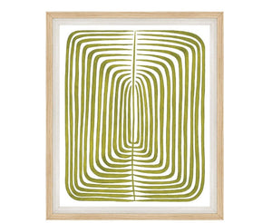 LARGE CHARTREUSE ABSTRACT PRINT IN OAK FRAME