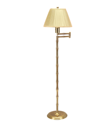 SWING ARM BRASS BAMBOO STANDING LAMP